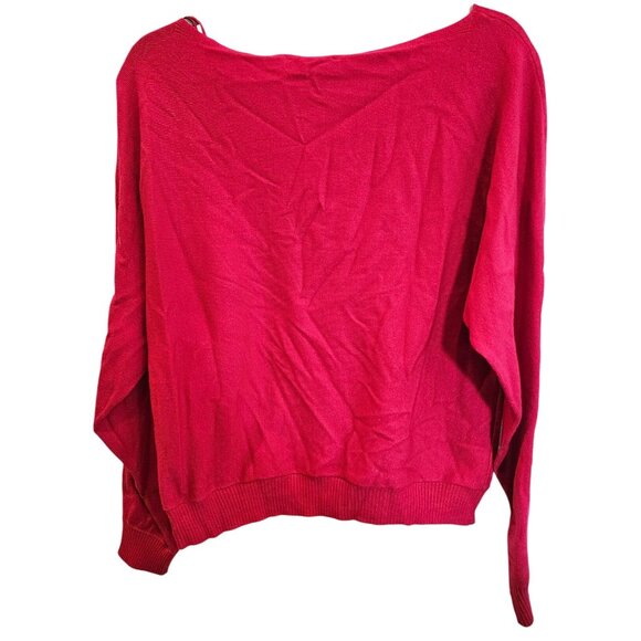 Calligraphie Long Sleeve Sweater Blessed Silver Rhinestones Hot Pink Size M NWT - Picture 2 of 12